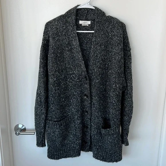 Isabel Marant Hamilton Grey Marled Oversized Cardigan Sweater - Picture 2 of 6